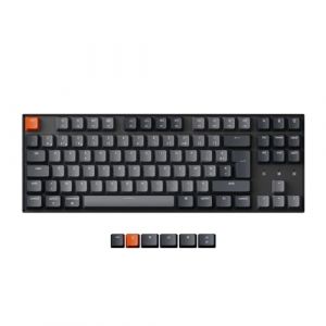 Keychron K8 Clavier de Jeu mécanique sans Fil, 87 Touches 80% Design rétroéclairées par LED Blanches Rechargeables USB-C Clavier Filaire Bluetooth, Gateron G Pro Switch Marron pour Mac/Windows (Keychron FR, neuf)