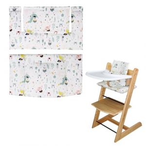 LLHQAMT Coussin de chaise haute, doux et confortable Housse de siège bébé avec motifs mignons, pour Tripp Trapp Coussin bébé rend bébé assis plus sûr et plus confortable (Cartoon Forest) (Tengest, neuf)