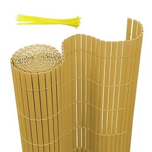 Joparri Canisse en PVC, Brise Vue en PVC 120 x 1000 cm, Renforcement en 4 Poids, Bandes Canisse en PVC, en Bambou, Brise-Vue pour Jardin, Balcon, terrasse, clôture (LILYLILY, neuf)