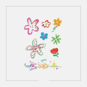 Tatouage Ephemere Tatouages Temporaires Crayon World Color Waterproof Female Dopamine Graffiti Cute Cartoon Hand Clavicule Autocollant Durable Faux Tatouage Grande Image Petite Image (ZhouKouShiXinRuiJianSheGongChengYouXianGongSi, neuf)