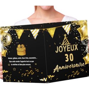 Grande Carte Anniversaire G&eacute;ante &ndash; Joyeux Anniversaire Cadeau Homme Femme 30 Ans / 40 Ans 60 Ans / 50 Ans / &ndash; Carte &agrave; Message Pliable avec Espace pour &Eacute;crire &ndash; Id&eacute;e Cadeau Originale Homme Femme (30) (WEIKAYHOME, neuf)