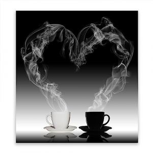 SMTDeco Protection plaque de cuisson, vitroc&eacute;ramique, verre tremp&eacute;, pour cuisini&egrave;res &eacute;lectrique, &agrave; induction,planche &agrave; d&eacute;couper 60x65 cm une pi&egrave;ce motif "Caf&eacute;" noir (SMTDeco, neuf)