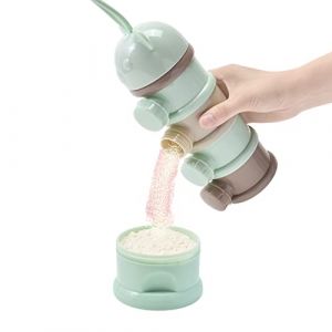 Lait En Poudre, Doseur Lait,doseur Bébé Distributeur En Poudre Portable, 4 Couches, Boîte Doseuse Lait En Poudre Bébé, Récipient Collation Empilable Anti-déversement, Vert (Amesor, neuf)