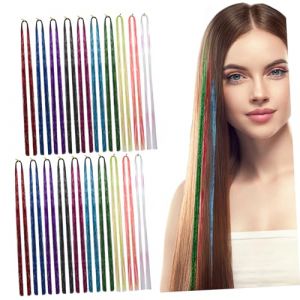 DEARMAMY 20 Pi&egrave;ces &Eacute;lastiques &agrave; Cheveux Color&eacute;s M&egrave;ches Pour Tresses Extensions De Cheveux Arc-en-ciel Guirlandes Brillantes Cordons Pour Kit Accessoires Pour Femmes M&egrave;ches Lumineuses Tresse (Liiane, neuf)