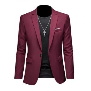ABARTY Blazer pour Hommes Casual Slim Fit Un Bouton L&eacute;ger Veste de Costume Manteau Formel Sport d'Affaires Mariage Smoking Bordeaux S (zhongshangfei, neuf)