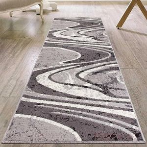 Mazovia Tapis - Tapis Couloir Long - Tapis Moderne G&eacute;om&eacute;trique - Tapis Salon, Chambre, Cuisine et Couloirs - Certifi&eacute; Oeko-TEX - Tapis de Couloir au Metre 90 cm Largeur - Gris 90x125 cm (Mazovia, neuf)