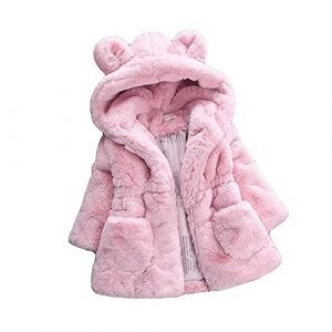 Manteau Fille Garcon Fausse Fourrure à Capuche Cartoon Mignon à La Mode Hiver Chaud éPais Hooded Oerille de Lapin Enfant Bébé Fille Mode Hiver Zippé Blouson 12 Mois - 6 Ans (WZYYDS, neuf)