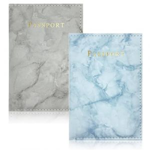 DLPRK 2 pièces Protege Passeport Porte Passeport Voyage Etui Passeport Housse Passeport Pochette Passeport Cuir Artificiel Protection Passeport(Gris, Bleu) (YANG  LANCHUN UK STORE, neuf)
