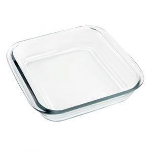 TOKSEO Plat à gratin carré en verre transparent, 21 x 20 x 5 cm, petit plat à gratin en verre, plat à lasagnes, plat à lasagnes 1,8 l (ASJ Direct, neuf)