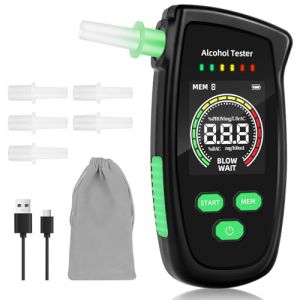 Brioza &Eacute;thylotest - Ethylotest Electronique, Rechargeable Alcotest Numerique avec &eacute;cran, Etiloteste Electronique avec 5 Embouts, Ethylometre mesures de Haute pr&eacute;cision (SOSOWOON, neuf)