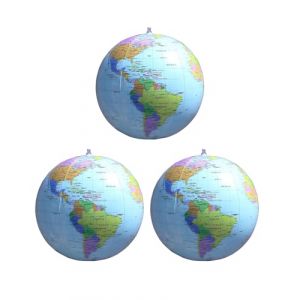 IPNSDON 3 pièces, globe terrestre gonflable de 16 pouces, carte du monde gonflable, ballon de plage gonflable pour le jardin, la plage, la piscine, l'enseignement des sciences et de la géographie (guoyuxindeouzhoudianpu, neuf)
