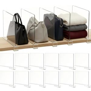 Cong.Lai 12 Pi&egrave;Ces S&eacute;parateurs Etagere en Acrylique Transparent: Organisateur Armoire Vetement - 30 x 20 cm - S&eacute;parateur de penderie r&eacute;glable pour Chambre Cuisine, Magasin, Bureau Separateur (Cong.Lai, neuf)