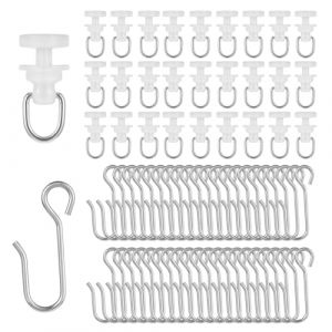 Kit de 200 Crochets pour Rails &agrave; Rideaux, 100 Crochets M&eacute;talliques, Crochets en s et 100 roulettes pour Tringles &agrave; Rideaux, Adapt&eacute;s aux Tringles &agrave; Rideaux, Portes, Fen&ecirc;tres DT Rideaux de Douche (axingyuanrui, neuf)