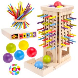 Koxtyzo Jeu Montessori 3 4 5 6 Ans, Jeux Educatif Enfant ave 40 B&acirc;tonnets Color&eacute;s et D&eacute;s, Jeux de Soci&eacute;t&eacute; Enfant Gar&ccedil;ons et Filles pour Motricit&eacute; Fine, Apprentissage Couleurs et &Eacute;quilibre (GLOBEMAZE, neuf)