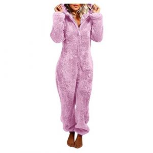 Combinaison Pyjama Femme Grenouillere Femme Combi Pyjama Tout En Un Chaud En Polaire,Combinaison Pyjama Barboteuse Polaire Capuche V&ecirc;Tement En Peluche Nuit Adulte Costume Loungewear Grenouill&egrave;Re, (LiCaiYinShua, neuf)