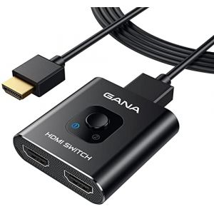 Switch HDMI 4K 60Hz avec Cable Fixe 1M, GANA Splitter HDMI Bidirectionnel Commutateur Hdmi 2 Entrées 1 Sortie (Un écran à la Fois) Compatible avec PS5 PS4 PC (EnShiShiLuTingJianKangKeJiYouXianGongSi, neuf)