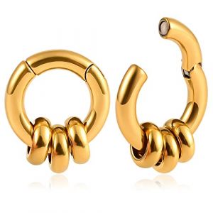 Vankula Poids Oreille &eacute;carteur Plug Tunnel Cerceau avec Anneau en Acier Inoxydable Piercing Bijoux pour Femmes Hommes 6mm Or 1 (Vankula, neuf)