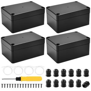 VGECEE Lot de 4 Boite de Jonction Electrique Boite de Derivation Etanche IP67 Boitier Plastique Electronique Extérieur Boîtes de Jonction Étanches - 100 x 68 x 50 mm - pour Installations Électriques (Teksyjiuh, neuf)