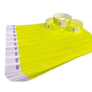 500 Bracelets Jaune fluo Bracelets d'identification en Tyvek pour les événements, la sécurité, les fêtes, les festivals (Wrist Magic Studio, neuf)