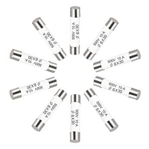 sourcing map Fusibles &agrave; Cartouche Tube en C&eacute;ramique 10A 500V 6x30mm, Fusible &agrave; Coupure Rapide Rechange Remplacement pour Amplificateur Lampe &agrave; &Eacute;conomie &Eacute;nergie Ballast, 10 Pi&egrave;ces (Weisser Berg, neuf)