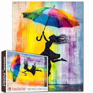 Tucocoo Casse-tête de 1 000 pièces pour adultes et filles - Art de rue arc-en-ciel - Parapluie arc-en-ciel - Jeu d'activités familiales - Coloré - Bricolage - Décoration murale - Cadeaux (CocooTu, neuf)
