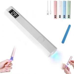 Glonailstickers Finger Nails UV Light, Glo Nail Stickers Kit with UV Light, Handheld UV Light for Gel Nails, Cordless UV LED Nail Lamp, Portable Mini Nail Dryer for Home Personal DIY (White) (zhanhuiamz, neuf)