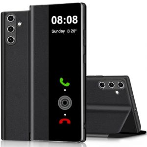 Coque pour Samsung A56 Clear View Cover Coque pour Samsung Galaxy A56 Etui à Rabat Protection Case Flip Folio Silicone TPU Antichoc Mince Douce 360 Full Body Antichoc Housse 5G (Noir1) (ZhuChuangYouSuJiaoZhiPinYouXianGongSi, neuf)