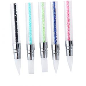 MERRYHAPY 5 Pi&egrave;ces Stylo &agrave; Pointiller Avec T&ecirc;te Silicone Kit Pour Vernis Gel Outil De Pointillage Pour Nail Art Pinceau Avec Manche Acrylique Transparent (Tanomi, neuf)