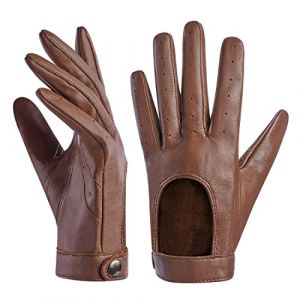 Harssidanzar Gants de conduite pour femme,gants en cuir pour robe en peau de mouton fine non doublés KL021,Cognac,Taille XL (Harssidanzar Store, neuf)