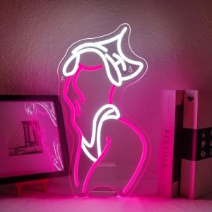 ineonlife Enseigne Néon Femme Sexy, Neon Rose Blanc Femme, Enseigne LED Femme Sexy, Enseigne Néon Lumineuse Rose pour Chambre, Bar, Man Cave, Café, Décoration Murale pour Fête (Ineonlife, neuf)