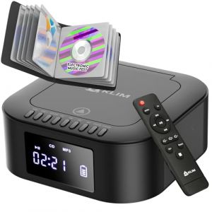 KLIM Boombox E1 avec Pochette CD - Poste Radio CD Portable - Extra Bass avec Subwoofer - Radio FM, Bluetooth, USB, Bluetooth, MP3 - Mode Filaire et sans Fil avec Piles Rechargeables - Télécommande (KLIM Technologies France, neuf)