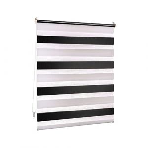 Victoria M. Store Enrouleur Double 110 x 150cm Noir - Blanc, Translucide & Occultant Jour Nuit Montage par Serrage sans Percer pour Fenêtre Et Porte avec Chaînette (Jalousiescout Shop, neuf)