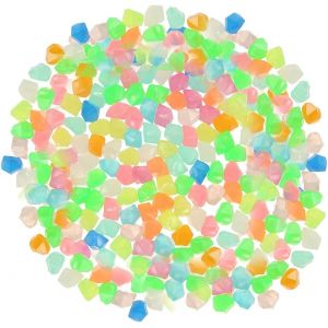 MacroHu 100pcs Pierres Fluorescentes Pierre Lumineuse Pierre Décorative pour Jardin Galet Lumineux Cailloux Aquarium Résine Cailloux Lumineux Galets Jardin Exterieur Cailloux Decoratif -Coloré (HuDD, neuf)