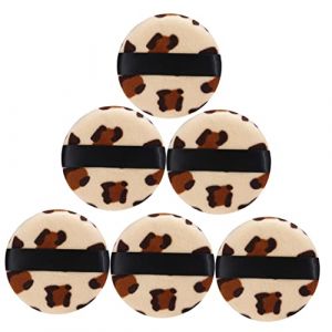 TOVINANNA 6pièces Houpette Maquillage Imprimé Léopard Éponge Pour Poudres Loose Fond De Teint Blush Et Highlighter Lavable Et Réutilisable (Qieiyi, neuf)