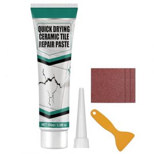 P&acirc;te de r&eacute;paration pour carreaux de c&eacute;ramique - Blanc - Kit de r&eacute;paration d'&eacute;mail imperm&eacute;able - Blanc - Kit de r&eacute;paration de carreaux en c&eacute;ramique - P&acirc;te de r&eacute;paration des rayures - 1 pi&egrave;ce (Rill Rock, neuf)