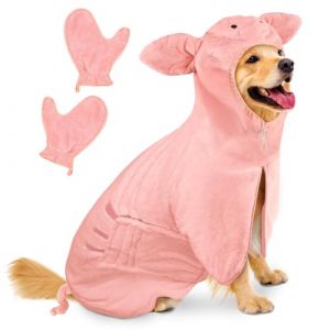 Bibykivn Peignoir pour Chien en Microfibre, Serviette pour Chien Super Absorbante, Lavable Serviette pour Animaux Peignoir de Bain, Réglable Peignoir pour Douche Natation (Porcin, XL) (Bibykivn, neuf)