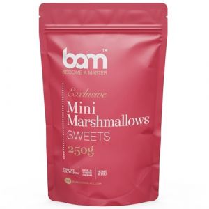BAM Mini Marshmallow, 250g &ndash; Guimauves Sucr&eacute;es Pour Chocolat Chaud, Desserte et D&eacute;coration, Classiques (BAM - become a master, neuf)