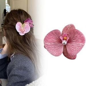 Pinces à cheveux fleur d'orchidée papillon, épingle à cheveux orchidée papillon bohème, pinces à cheveux élégantes fleur d'orchidée artificielle en soie, pinces à cheveux fleur for femmes (Color : 1 (Tong Ting Official Store, neuf)