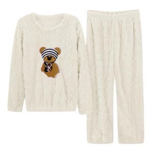 Pyjama Femme Hiver Polaire &agrave; Motif Ours Mignon Ensembles de Pyjama Femme Pilou Pilou Ensemble 2 Pieces Haut Pull Jacquard + Bas Loungewear Doux V&ecirc;tements de Nuit Chaud Tee Shirt Manche Longue Pantalon (Sunliney, neuf)