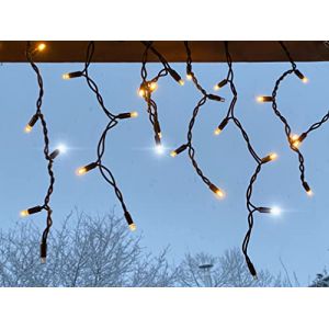LEDZEIT - Profi Serie - Guirlande Stalactite LED pour ext&eacute;rieur, rideau lumineux, 3 m x 0,5 m, blanc chaud, 10 LED clignotantes，IP67, avec cordon d'alimentation, extensible, pour d&eacute;coration (FL Light Effects., neuf)