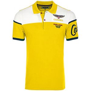 CARISMA Polo &agrave; manches courtes pour homme 100 % coton &bull; Polo pour homme avec broderie &bull; T-shirt coupe droite &eacute;l&eacute;gante pour le bureau et les loisirs., jaune, XXL (carismaseller, neuf)