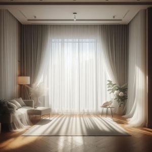 GARDINESTAN JUNG CFO GmbH Rideaux blancs aspect lin semi-transparent avec galon fronceur et bande de plomb pour salon et chambre &agrave; coucher (240 x 300 cm (H x l) (Gardinestan, neuf)