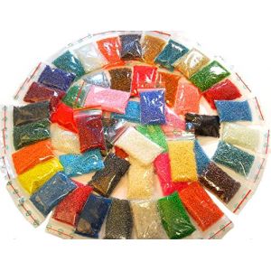 Perlin Rocailles Perles en Verre Indien Graines Perles Pony Perles Semi-pr&eacute;cieuses Set 2mm 50 Couleurs 11/0 34000 pcs AM49 (Perlinshop, neuf)