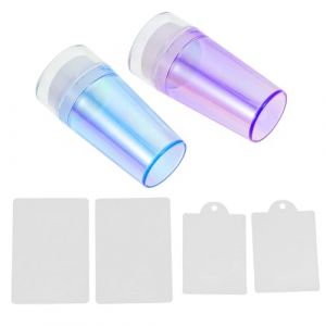 PAMINGONO Kit de 2 Tampons &agrave; Ongles en Silicone Transparent Capuchon Accessoires Manucure DIY Tampons pour Imprimer Motifs D&rsquo;Ongles Couleurs Bleu et Violet Outil Compact pour Nail Art (ndunk, neuf)