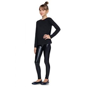 hi!mom Leggings en latex brillant pour fille - Longueur totale - Effet mouill&eacute; - Pour enfants - Similicuir - Pantalon en latex pour filles de 2 &agrave; 13 ans, Noir , 2-3 ans (leggingsshop, neuf)