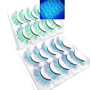 Holzsammlung Faux Cils Color&eacute;s D&eacute;grad&eacute;s, Faux Cils 3D Moelleux Color&eacute;s Aspect Naturel 17-20 mm, Lashes Fluorescents pour Effet de Sc&egrave;ne Drag Party Mariage Vacances Halloween, 10 Paires 2 Styles (FlyFlyAMallEU, neuf)