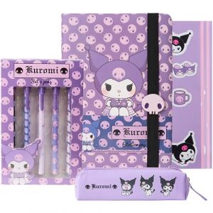 Get Trend Hello Kitty Sanrio Kuromi Set Papeterie Joli Cahier Trousse Kawaii Autocollants Stylos Bille École Bureau Anime Idée Cadeau (Violet Kuromi) (Get Trend., neuf)