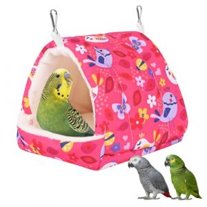 Lit pour oiseau pour cage - Hamac d'hiver chaud avec crochet de suspension - Accessoires de cage pour petits oiseaux, perruches, calopsittes, calopsittes, conures, hamster (rouge, S) (Fnaobai, neuf)