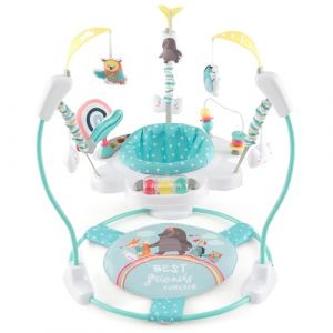 LIFEZEAL Jumperoo Bebe avec Siège Pivotant 360° & Amovible, Sauteur Bébé Hauteur Réglable 3 Niveaux, Centre Jeux, Lumière & Musique, 9 Jouets, Charge 12 kg, Base d'activité et d'éveil (Bleu) (LIFEZEAL ITALY S.R.L., neuf)