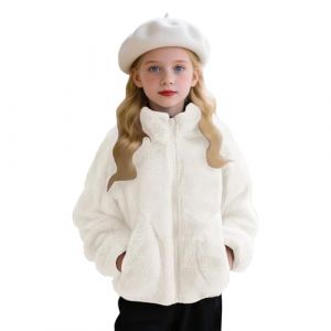 XINYUNZU Veste Polaire Enfant Blouson col montant Uni Zippé Manteau avec poche Chaud d'hiver Manteaux sans Capuche pour Fille et Garçon 1-11 ans Blanc 6 ans (RBYWBT, neuf)